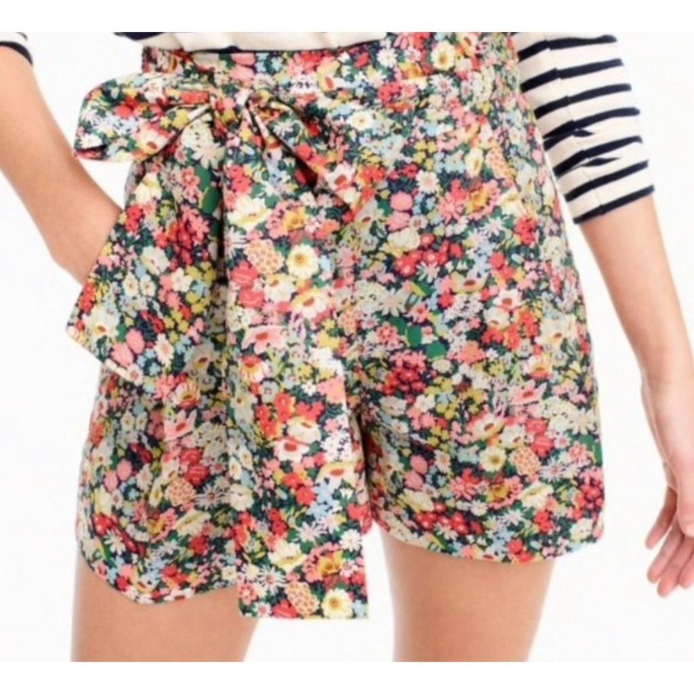 J. Crew Liberty Floral Tie Waist Shorts Bohemian sz (2)